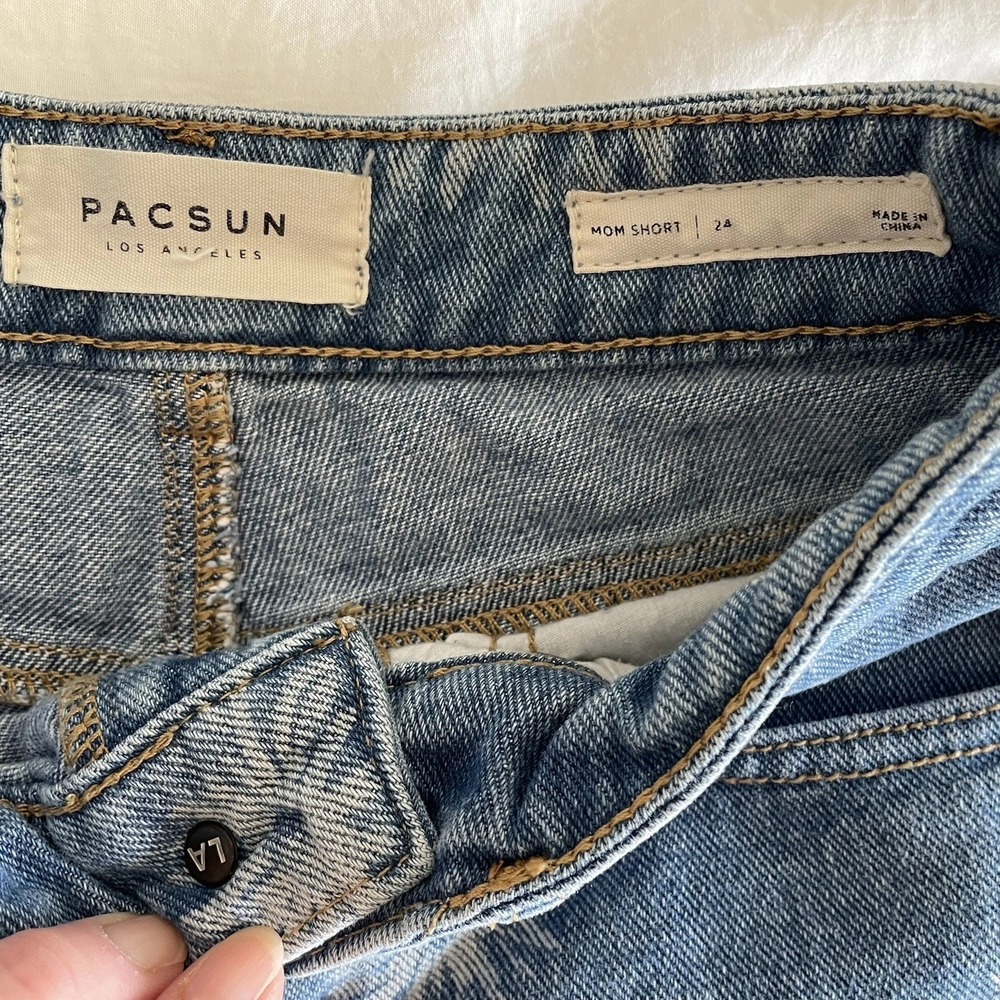 PacSun Mom Short Shorts 24 Daisy Floral Print Denim High Rise Surfer Girl Y2K - Picture 7 of 7